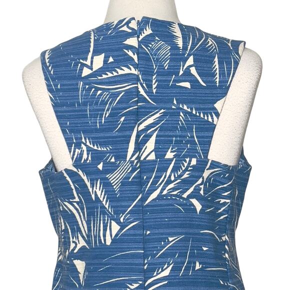 Tory Burch Gulf Shore Tabora Blue & Cream Linen Blend Sheath Mini Dress SZ M - Picture 6 of 13